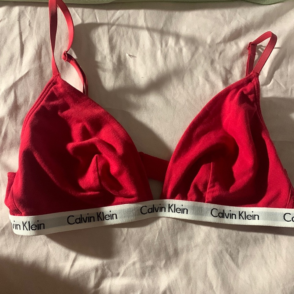 Red Calvin Klein bra